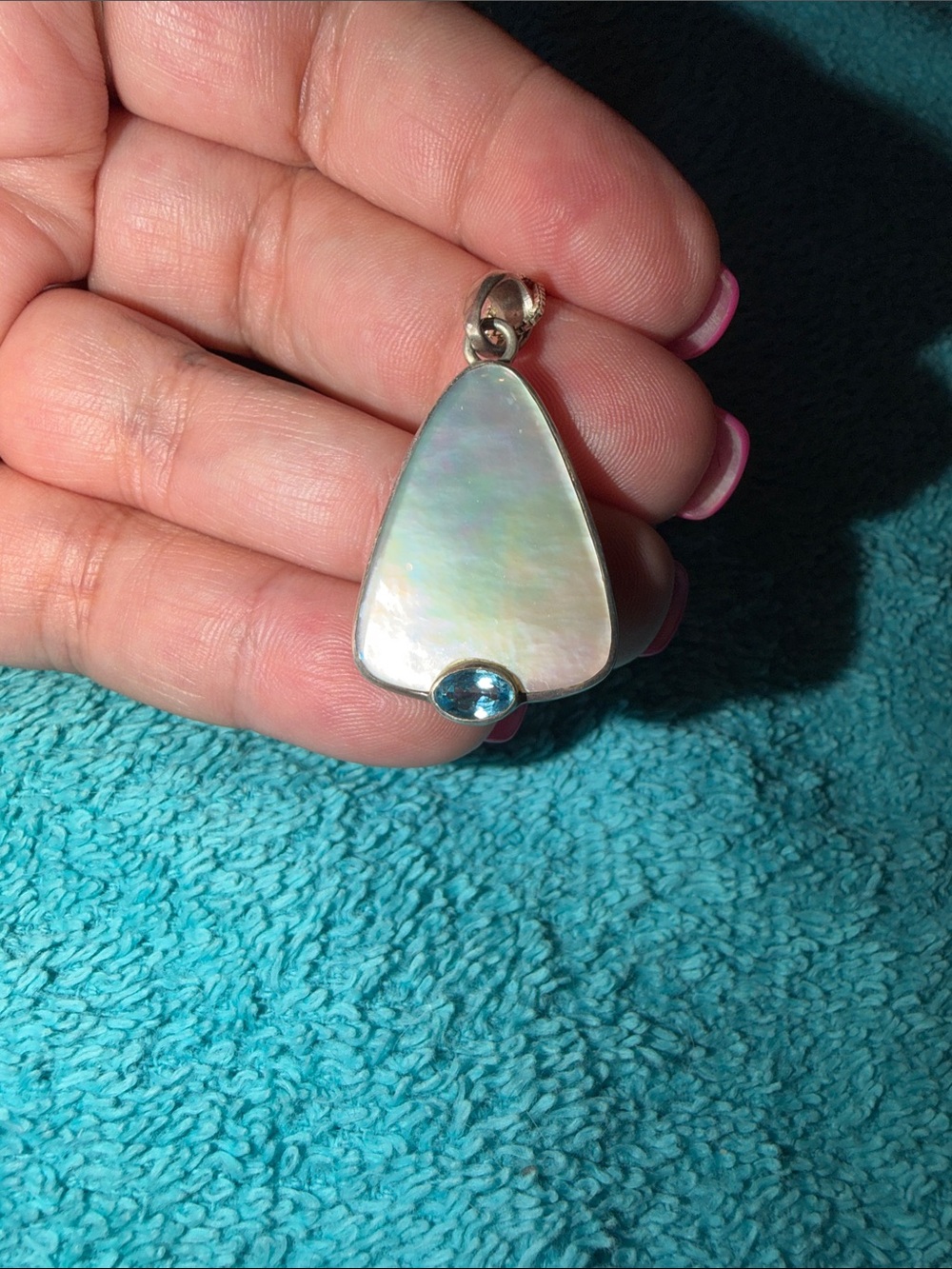 Mother-of-Pearl and Blue Topaz Sterling Silver Pendant -